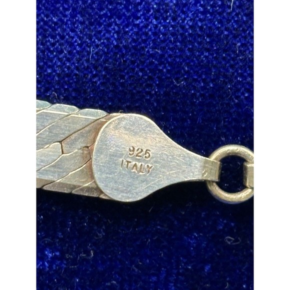Vintage Italian Made Reversible 18”  925 Sterling Silver Wide Herringbone Chain - Picture 10 of 16